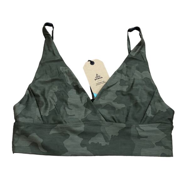 PRANA Bralette Layna Brami Bra Cami Sports Bra Size Medium Sage Camo NWT - Picture 1 of 4
